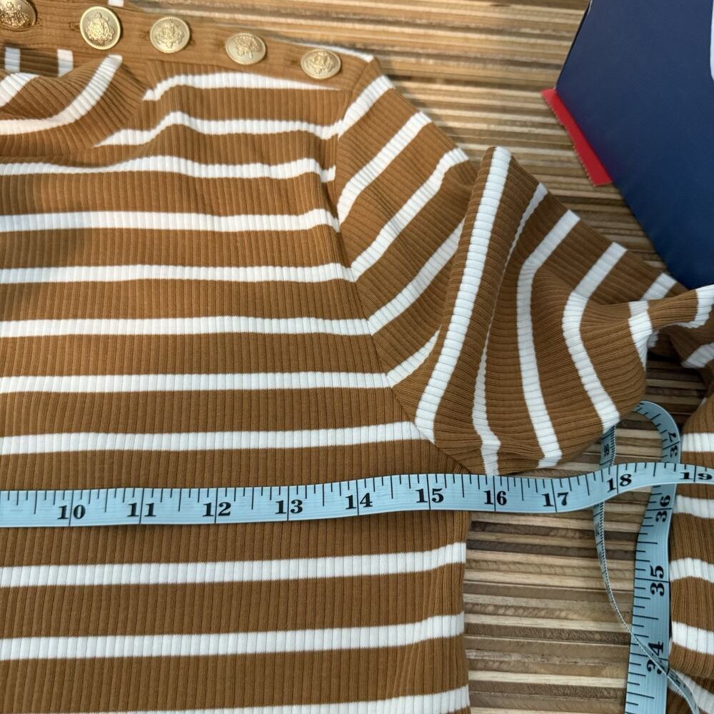 J. Crew Vintage Rib Turtleneck Gold Buttons Striped Preppy Small NWT 1915 - Picture 10 of 11